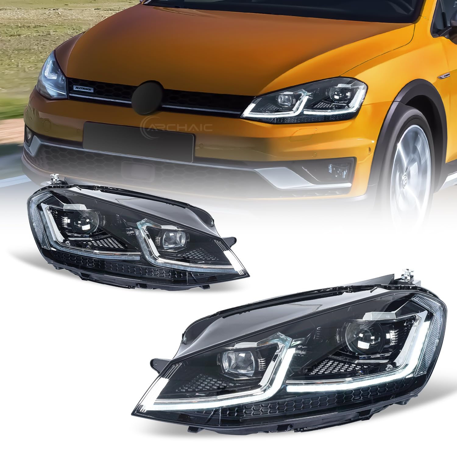 Amazon.com: Pair Silver Inner Headlights Compatible For VW Golf 7